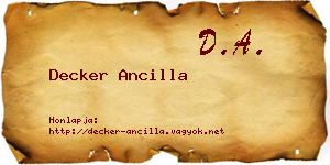 Decker Ancilla névjegykártya